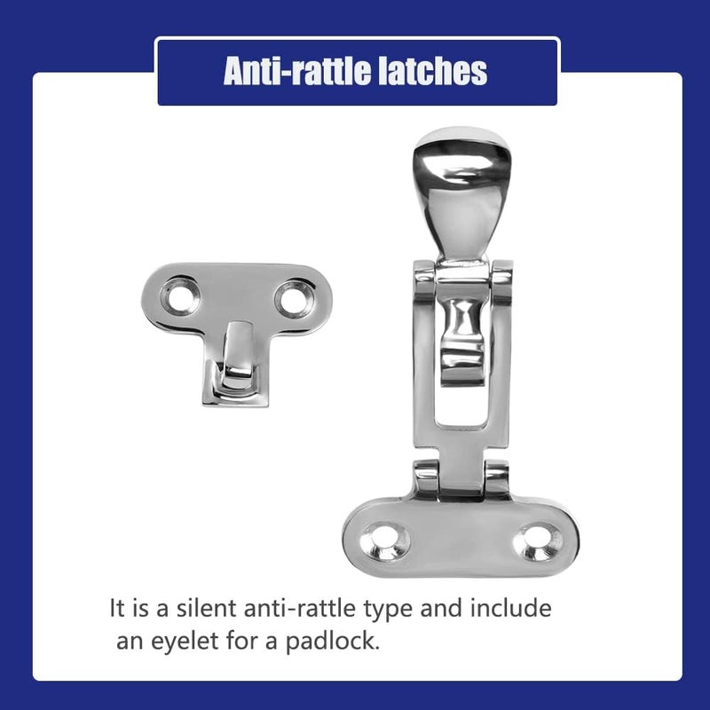 ODYSUNRAL Marine Grade Boat Door Hatch Anti-Rattle Latches, Hold Down Clamp Latches, Solid Construction, Lockable, 316 Stainless Steel with Screws(2 PCS) - Image 4